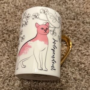 Cost Plus World Market Independent Collectable Cat Mug with Gold Handle